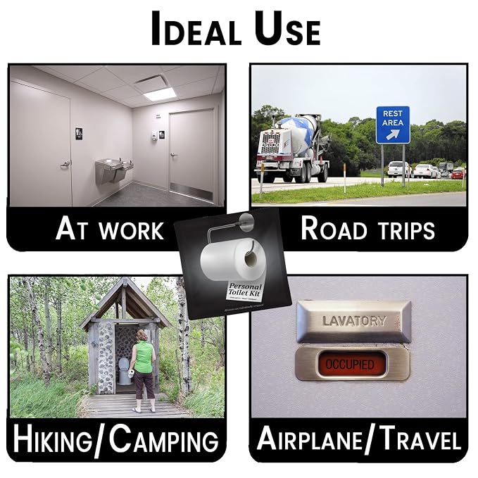 Personal Toilet Kit To Go – 10 Pack | Disposable Public Restroom Kit | - Image 3