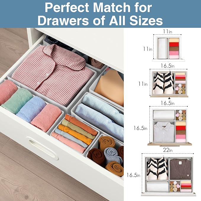 Criusia Drawer Organizer Clothes, 8 Pack Underwear Drawer Organizer, Foldable - Image 5