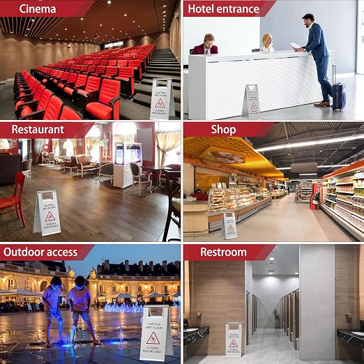 Kigley 2 Pcs Wet Floor Sign, 17 Inch Stainless Steel Caution Wet Floor Sign - Image 6