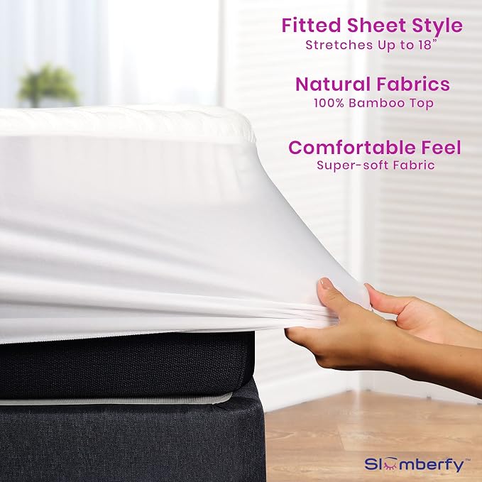 Waterproof Mattress Protector by Slumberfy | Hypoallergenic Viscose Made from - Image 5