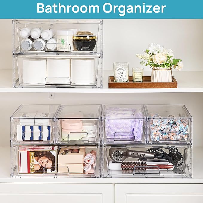 Vtopmart Clear Stackable Storage Drawers Set of 6, Easily Assemble Acrylic - Image 5
