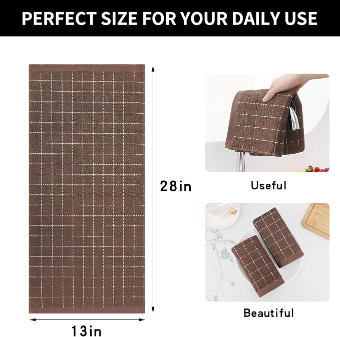 Homaxy 100% Cotton Terry Kitchen Towels, Checkered Designed, Soft and Super - Image 5