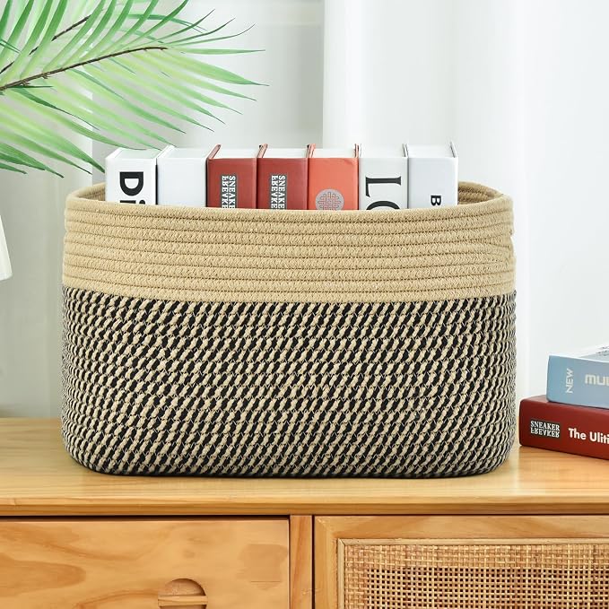 Storage Basket, Woven Baskets for Storage, Cotton Rope Baskets for Organizing - Image 4