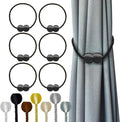 Hion Magnetic Curtain Tiebacks Black 6 Pack, Curtain Tiebacks Buckles Holdbacks by Hion