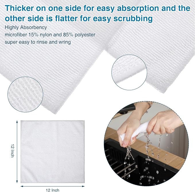 200 Pieces Microfiber Cleaning Cloths Bulk Absorbent Microfiber Towels Reusable - Image 2