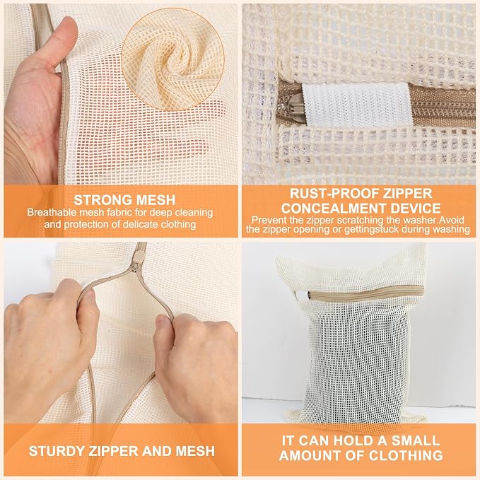4 Piece Small, Durable Organic Cotton Mesh Laundry Bag - Image 5