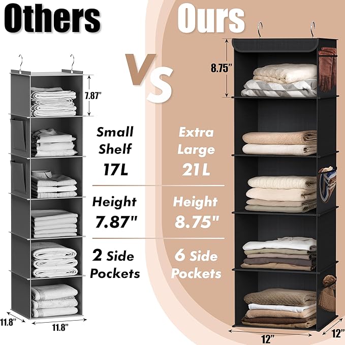 Simple Houseware 5 Shelf Hanging Closet Organizer - Image 4