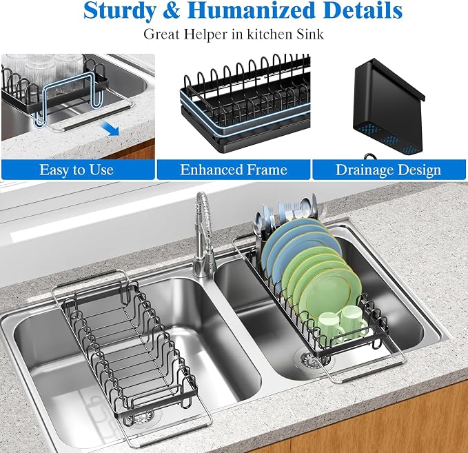 Small Dish Drying Rack Over The Sink, Compact Dish Rack - Image 6