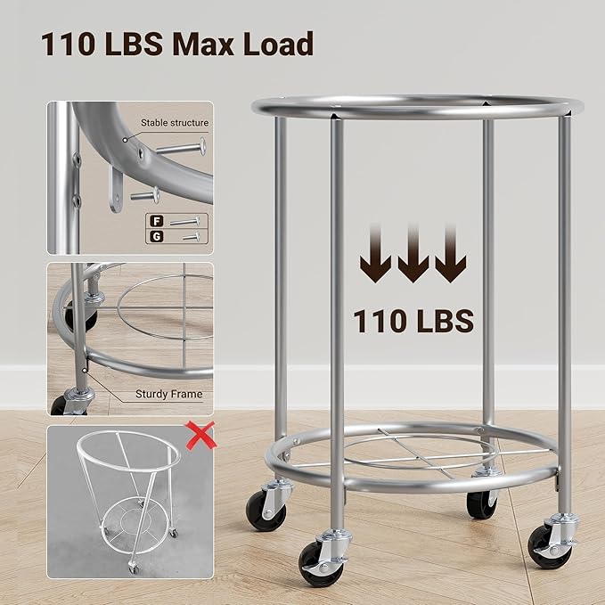 ELYKEN Laundry Basket with Wheels, 170L Rolling Laundry Hamper with Removable - Image 5