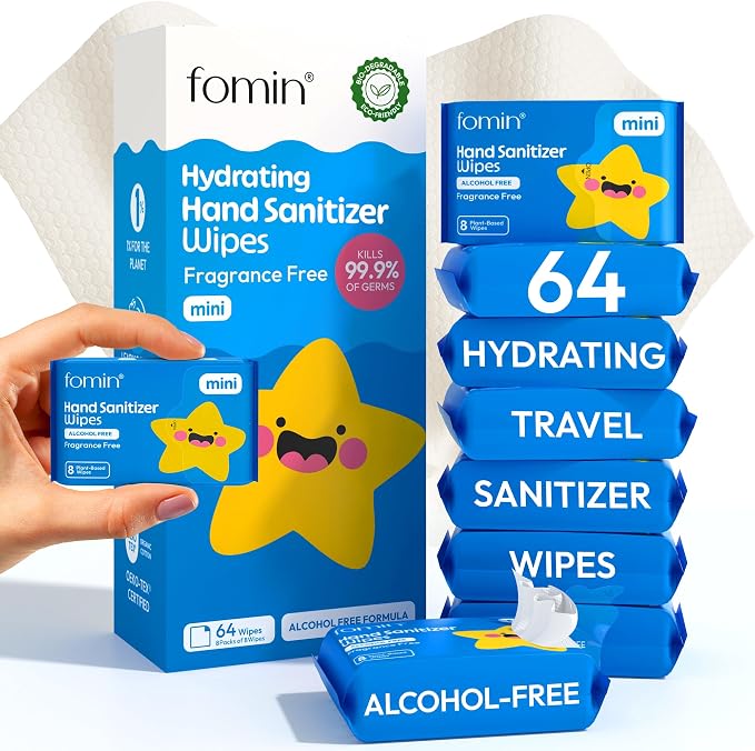 Fomin Mini Hand Sanitizer Wipes 8 Pack by FOMIN