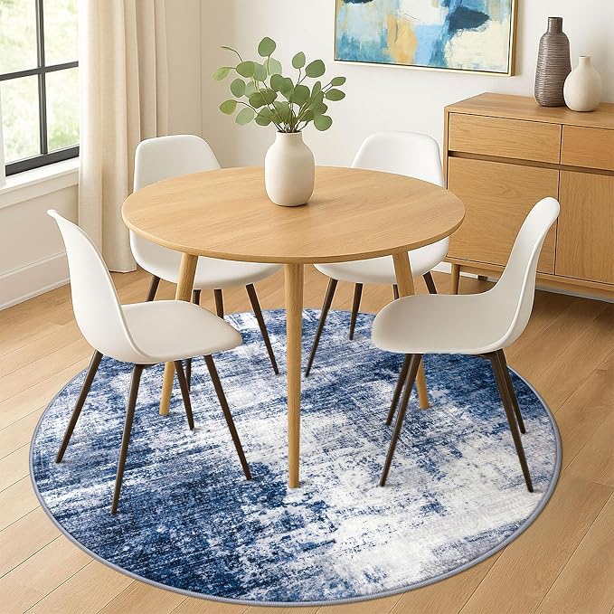 IOHOUZE Abstract Round Area Rug 6 Ft Washable Circle Rugs Large Round Rug Non - Image 2