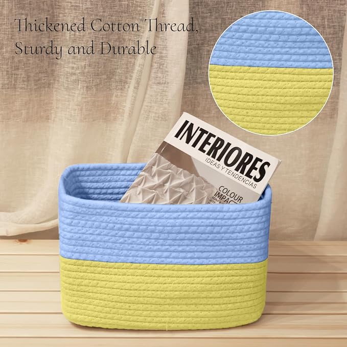 Hopegiver Woven Storage Baskets 11x8x7 Inch, 3 Pack Collapsible Cube Storage Bin - Image 3