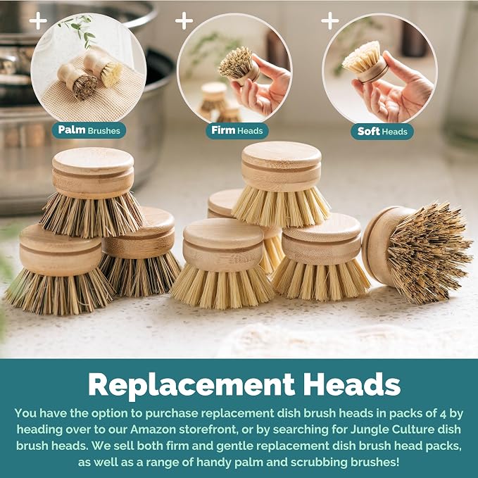 Jungle Culture 4 Piece Bamboo Dish Brush Set - Image 8