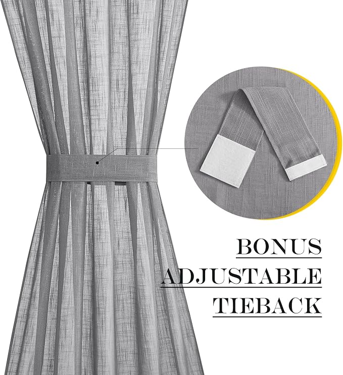 NICETOWN Semi Sheer Curtains 64 inches Long - Image 3