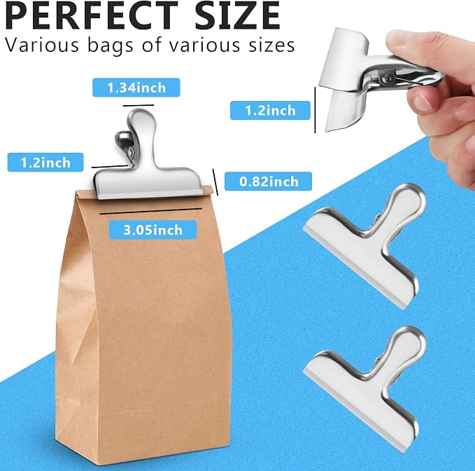 FINDMAG Chip Clips, 20 Pack Stainless Steel Chip Clips, Chip Clips Bag Clips - Image 2