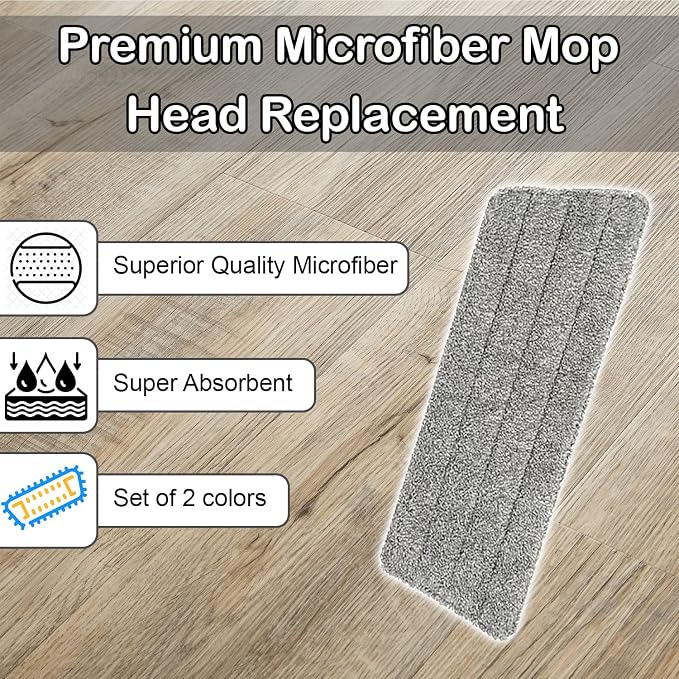 Replacement Mop Head Replacement Microfiber Mop Head Set of 2 per Pack - Image 2