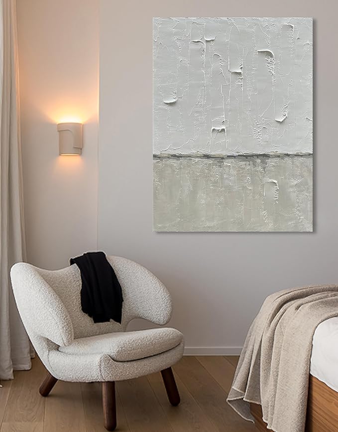 NANKAI Hand Painted Grey and White art Canvas Paintings Minimalist Abstract Oil - Image 6