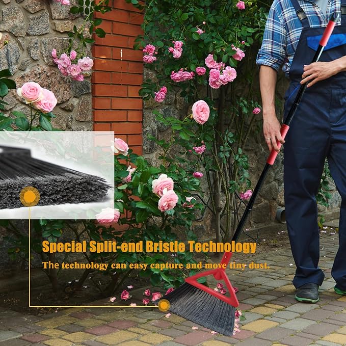 Heavy Duty Broom of Outdoor and Indoor, 4 Packs Upgraded Commercial Angle Brooms - Image 6