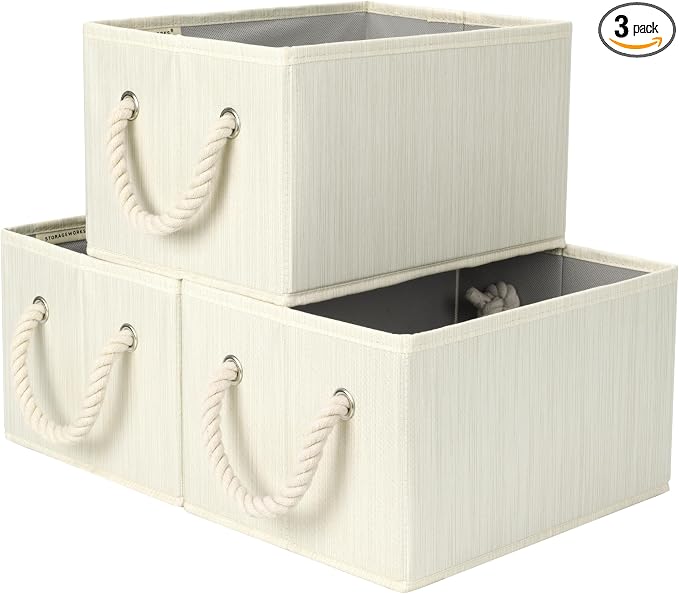 StorageWorks Storage Baskets for Shelves, Foldable Fabric Closet Storage Bins by StorageWorks