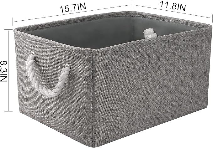 TheWarmHome Large Storage Bins Basket, 2 Pack Grey Fabric Storage Cubes - Image 2