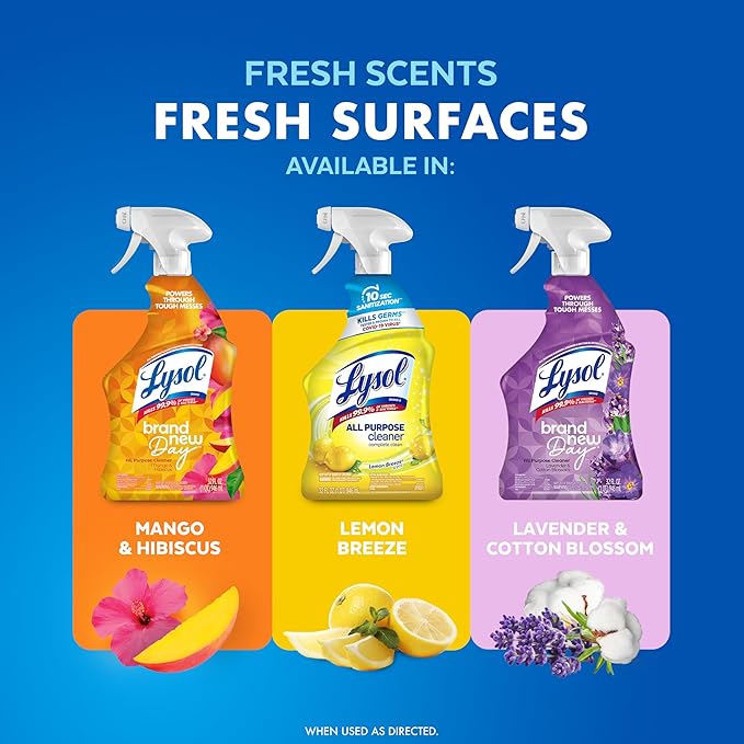 Lysol All Purpose Cleaner Spray, Kitchen & Bathroom Cleaner, Lemon Breeze - Image 5