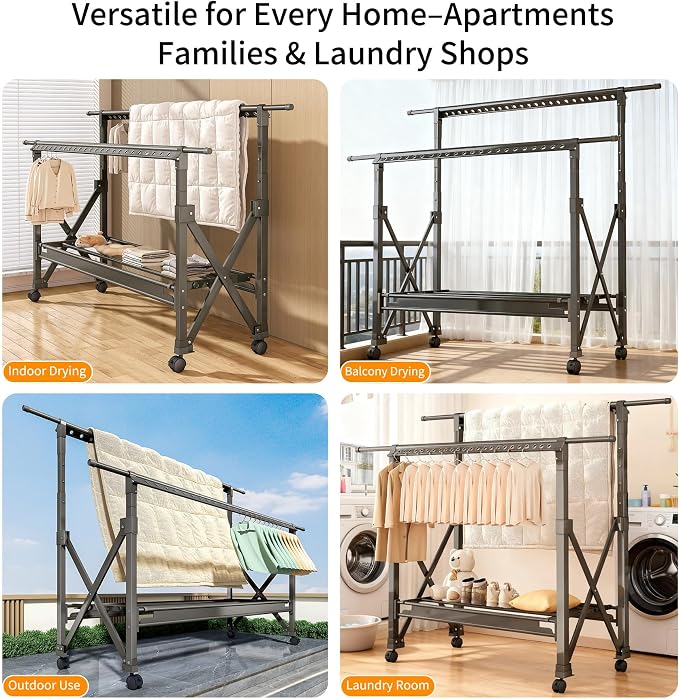 Heavy Duty Rolling Clothing Rack - Image 7