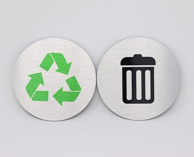 Metal Trash & Recycling Signs | Garbage & Recycling Bin Marker | Set of 2 - Image 2