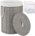 Laundry Basket with Lid Round Rattan Laundry Hamper with Lid and Handles 29.1 by SETVSON