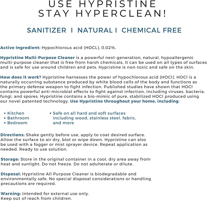 Pure Hypochlorous Acid Multi-Purpose Disinfectant Spray – Bleach- and - Image 7
