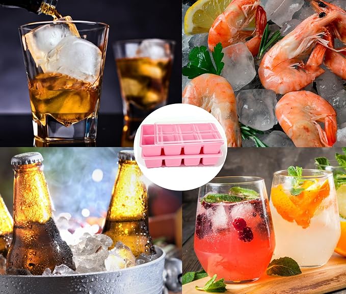Large Ice Cube Trays, JRISBO 2 Pack Reusable Silicone Ice Cube Molds - Image 5