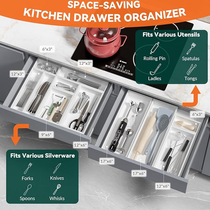 Bamboo Drawer Organizer, Small Silverware Organizer - Image 3