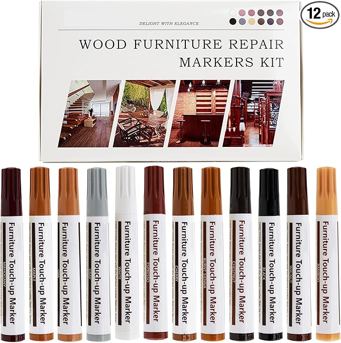 New Upgrade Furniture Pens for Touch Up, 12 Colors Wood Scratch Repair Markers by SEISSO