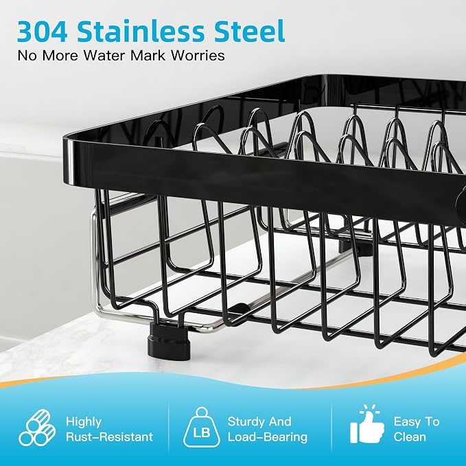 romision Expandable Dish Drying Rack Over The Sink Small Metal Stainless Steel - Image 5