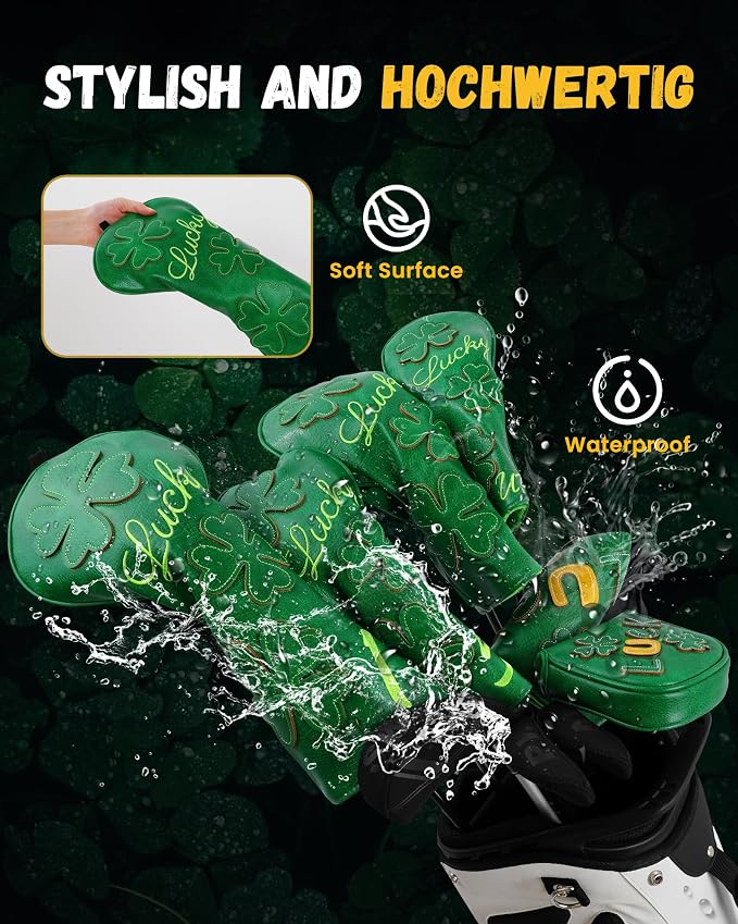 Golf Headcovers Golf Club Head Covers Four Leaf Clover Good Luck Charm - Image 5