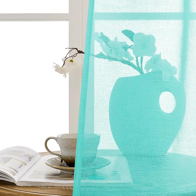 Tollpiz Short Sheer Door Curtain Closet Linen Textured Curtain Sheers Doorway - Image 9