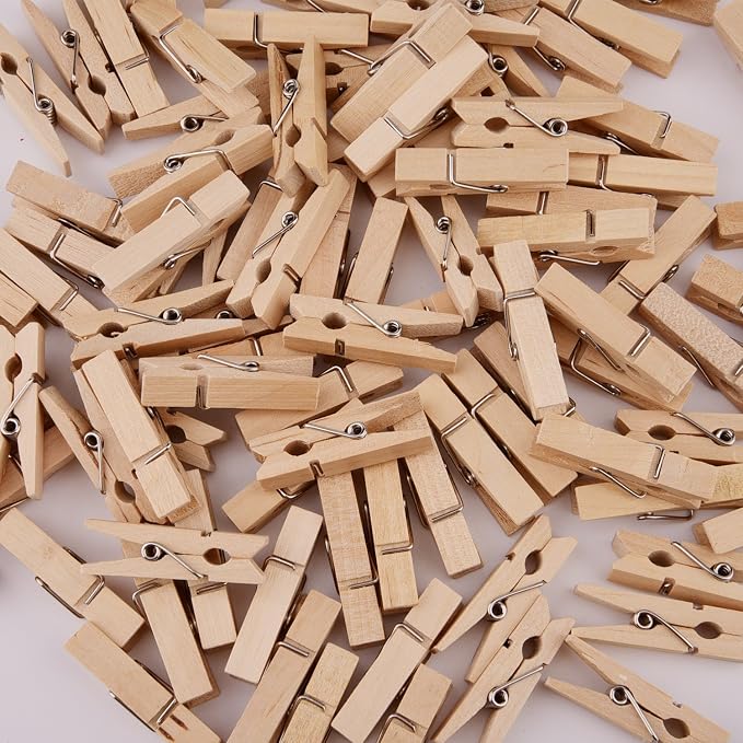 320 Feet Jute Twine and 100 Pieces Mini Natural Wooden Craft Clothespins Pegs - Image 2