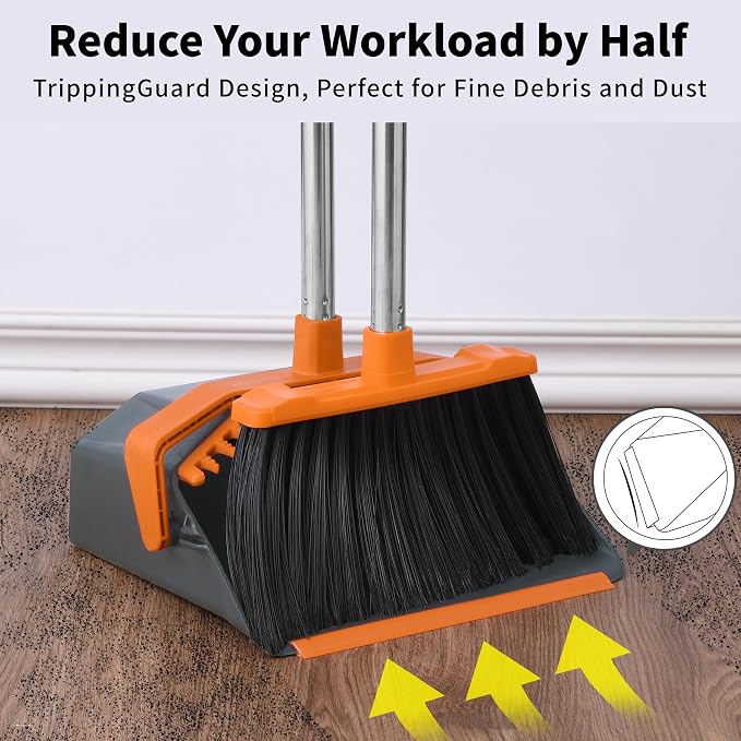Broom and Dustpan Set with 51'' Long Handle, Upright Broom and Dustpan Combo - Image 6
