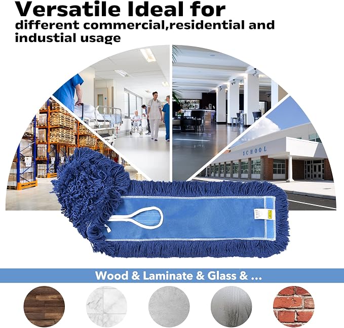 MATTHEW CLEANING 36'' Industrial Strength Cotton Dust Mop Refill Washable - Image 4