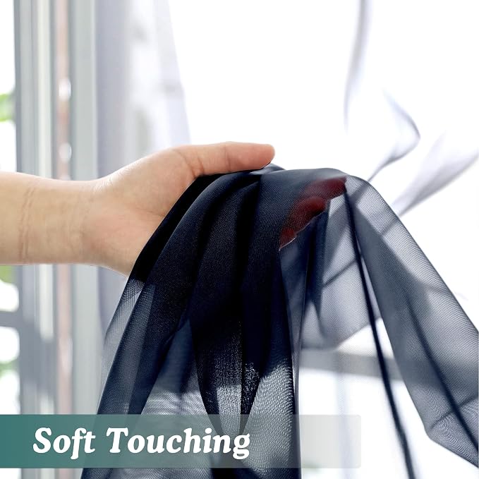 Chyhomenyc Navy Blue Sheer Scarf Valances - Image 3