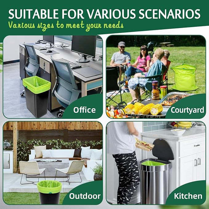 13-17 Gallon Compostable Trash Bags Heavy-Duty & Durable, 1.1 Mil Thick | 100% - Image 7