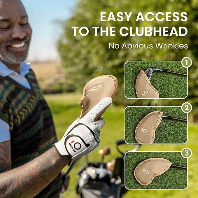 FINGER TEN Premium Synthetic Leather Stylish Iron & Wedge Golf Head Covers - Image 4