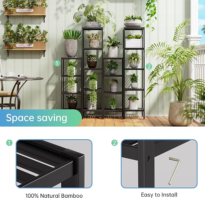 SMIBUY Bathroom Storage Shelf, 4-Tier Bamboo Rack Organizer - Image 6