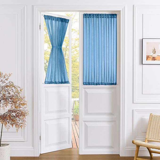 Tollpiz Short Sheer Door Curtain Closet Linen Textured Curtain Sheers Doorway by Tollpiz