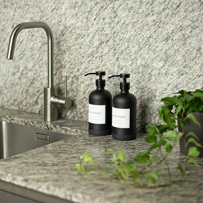 16oz Glass Soap Dispenser with Stainless Steel Pump, 21 Waterproof Labels - Image 9