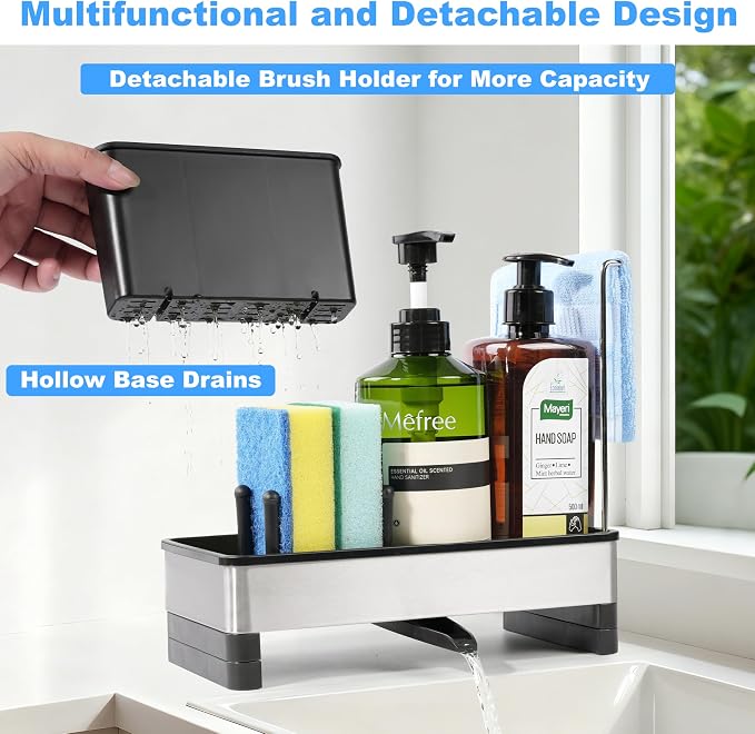 Stainless Steel Sponge Holder for Kitchen Sink Caddy Organizer Rack for Dish - Image 5