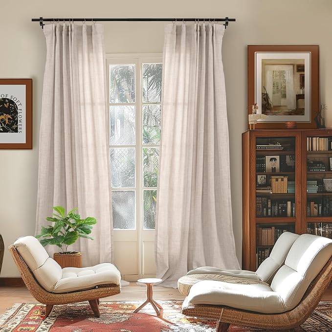 YoungsTex Natural Linen Curtains 95 Inches Long 2 Panels - Image 2