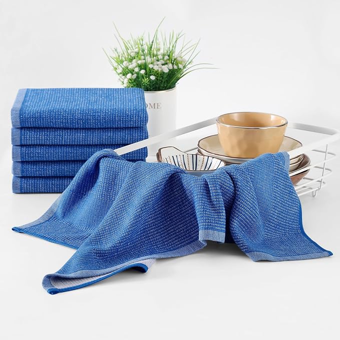 Homaxy Premium Kitchen Towels, Large Cotton Kitchen Hand Towels, Flat and Terry - Image 6