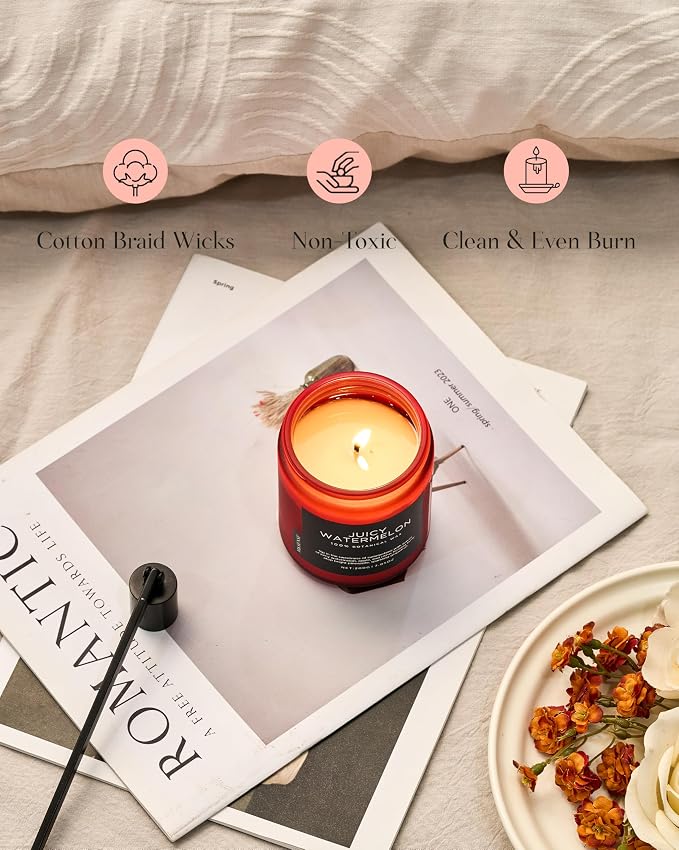 M&SENSE Juicy Watermelon Scented Candle, 7.05oz 50 Hours Clean Non Toxic - Image 5