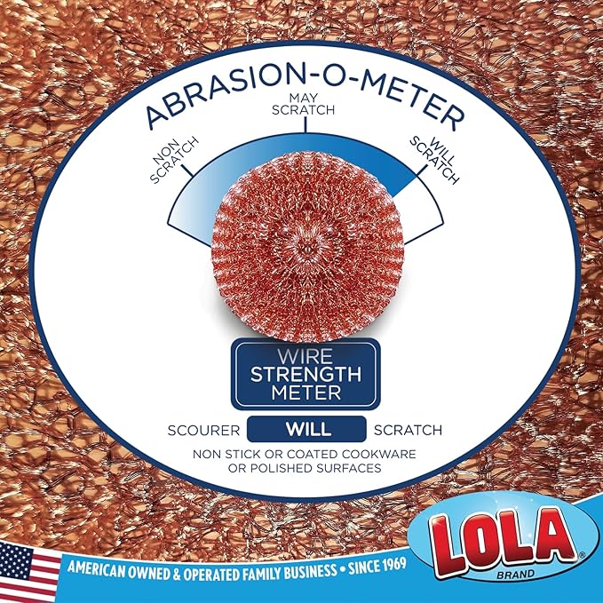 LOLA Copper Mesh Scouring Pad, 18 Grams, 12 Pack, eavy Duty Cleaning Pads - Image 3