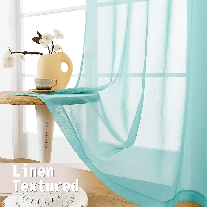 Tollpiz Sheer Curtains Closet Linen Textured Curtain Sheers Doorway Light - Image 4